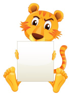 boş karton tutan bir üzücü kaplan oturma