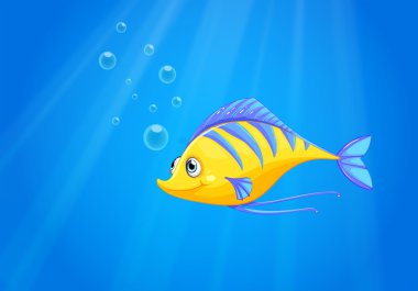 Deniz altında aç bir sarı balık