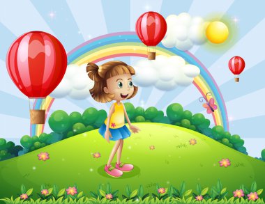 hava balonları izlerken mutlu kız