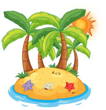 An island with coconut trees clipart