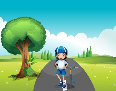 Sokağın ortasında duran bir kadın motorcu