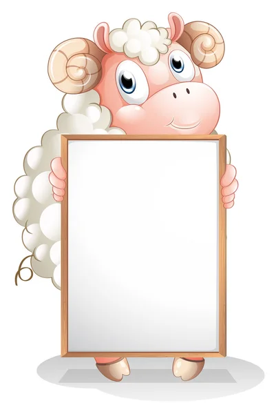 A sheep holding an empty bulletin board — Stock Vector