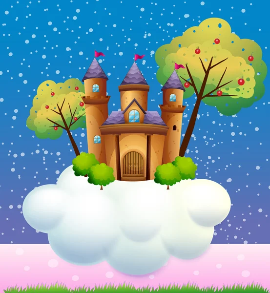 Een kasteel op een wolk — Stockvector