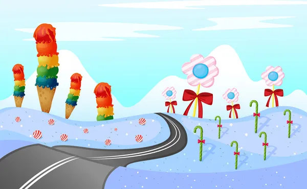 Bonbons le long de la route — Image vectorielle
