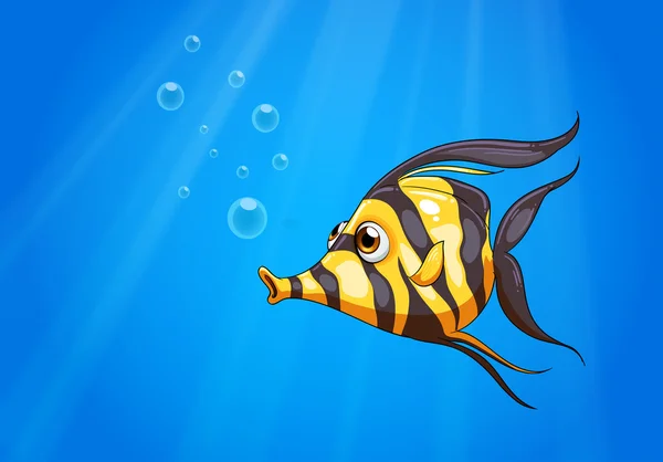 Ein gestreifter farbiger Fisch unter dem Meer — Stockvektor