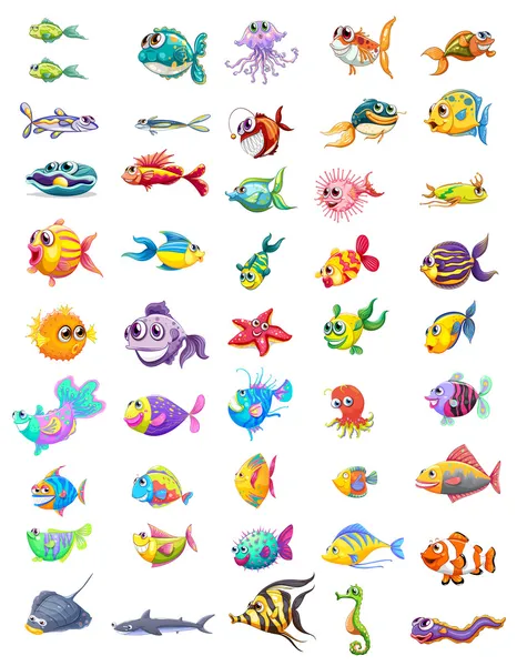 Group of different fishes — Stock Vector