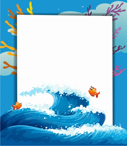 An empty template at the sea with fishes — Stock Vector