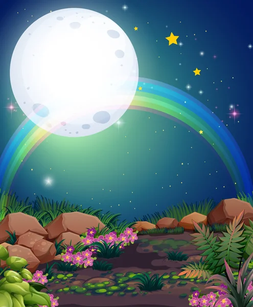 A rainbow during nighttime — Stock Vector