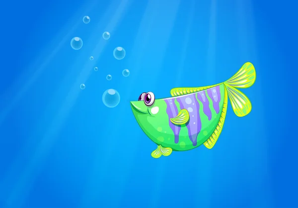 A green fish under the sea — Stock Vector