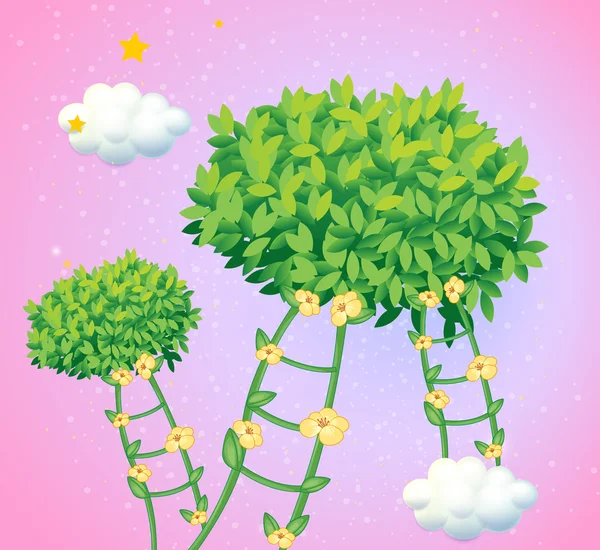 梯子的藤蔓植物 — 图库矢量图片