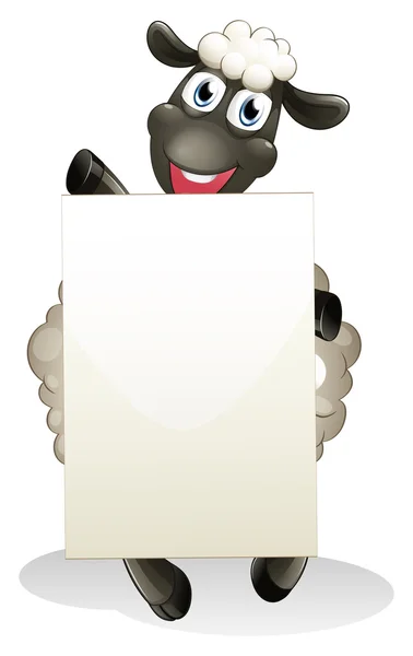A smiling sheep holding an empty cardboard — Stock Vector