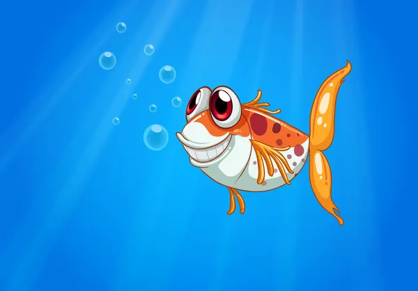 海の下で大きい目でオレンジ色の魚 — ストックベクタ