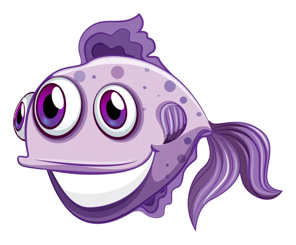 Un pez violeta sonriendo — Vector de stock