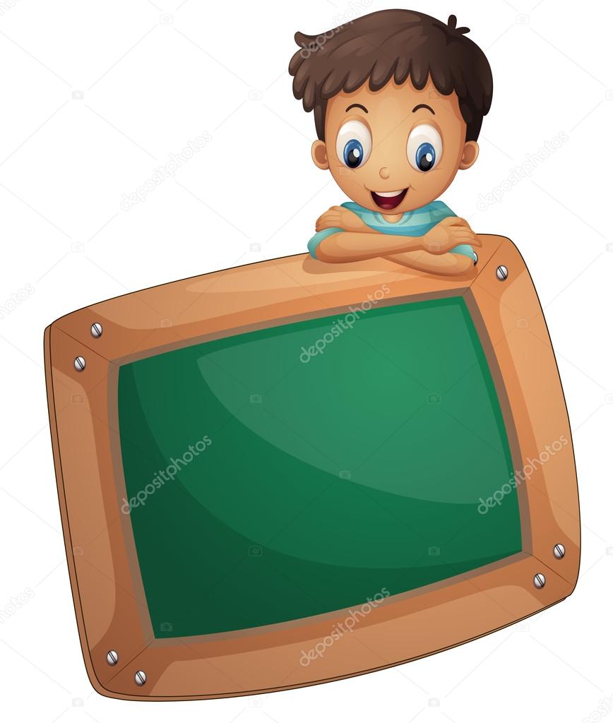 A boy holding an empty board