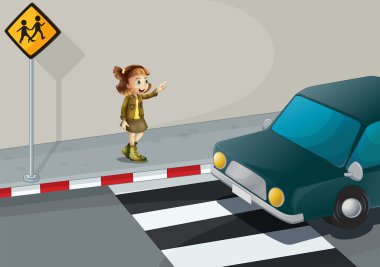 Arabanın yakınında yaya lane gösteren kız