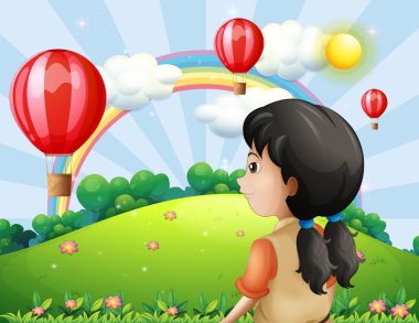 sıcak hava balonu bir kız
