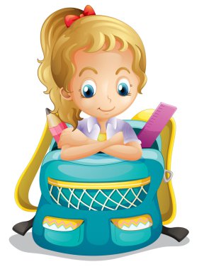 liseli kız bir çantanı içinde