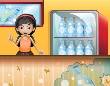 A young lady selling soda clipart