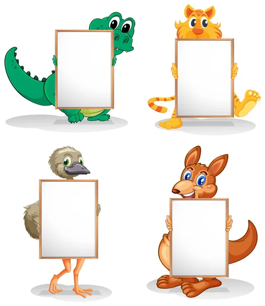 Wild animals with empty bulletin boards — Stock Vector