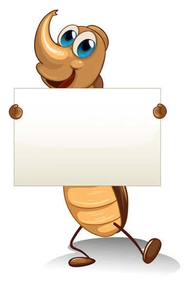 Eine Kakerlake hält einen leeren Karton — Stockvektor