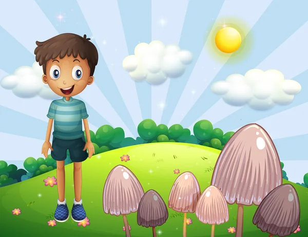 Hill mantar ile mutlu bir çocuk