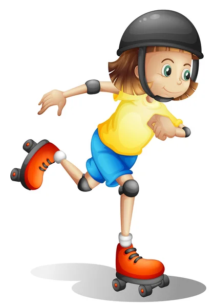 A young girl rollerskating — Stock Vector