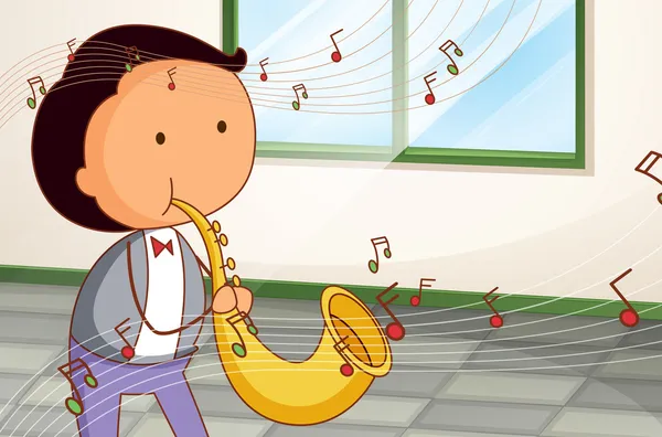 Un homme jouant du saxophone — Image vectorielle