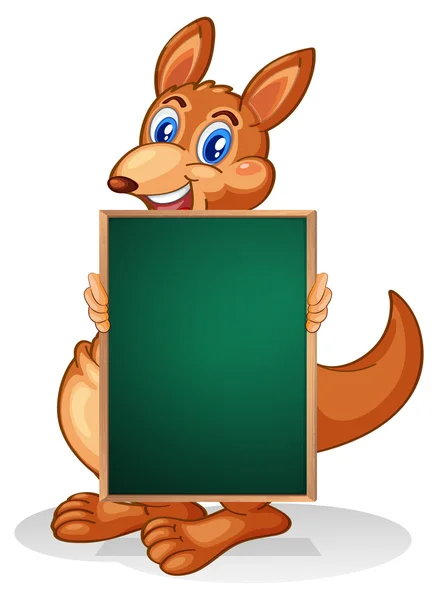 A kangaroo holding an empty blackboard — Stock Vector