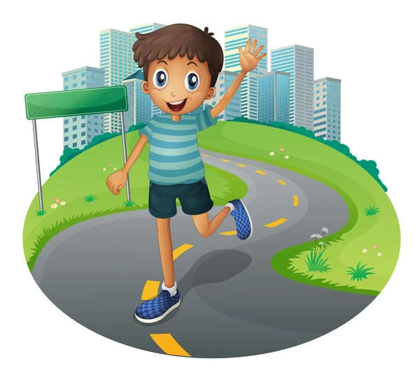 A happy boy running — Stock Vector