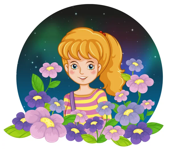 Uma menina bonita e as flores Ilustrações De Stock Royalty-Free
