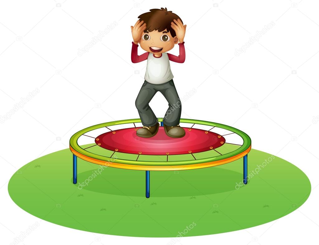 A boy on a trampoline