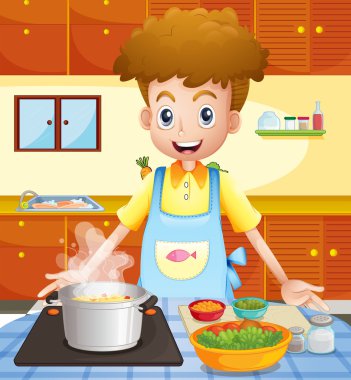 bir adamla yemek mutfağı