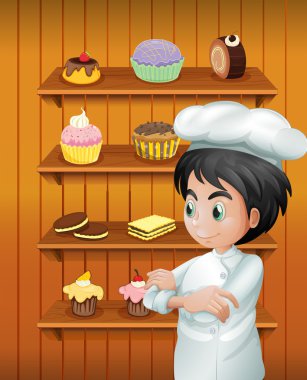 pişmiş goodies önünde bir şef
