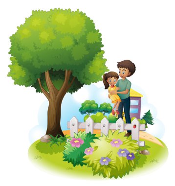 bir baba ve kızı ahşap çit ve dev tr