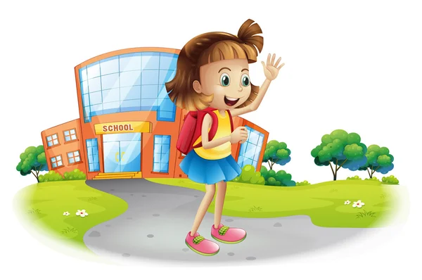 A girl going home from school — Stock Vector