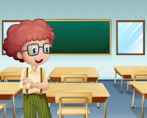 En pojke i klassrummet — Stock vektor