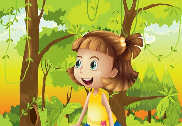 A happy girl near the trees — Stock Vector