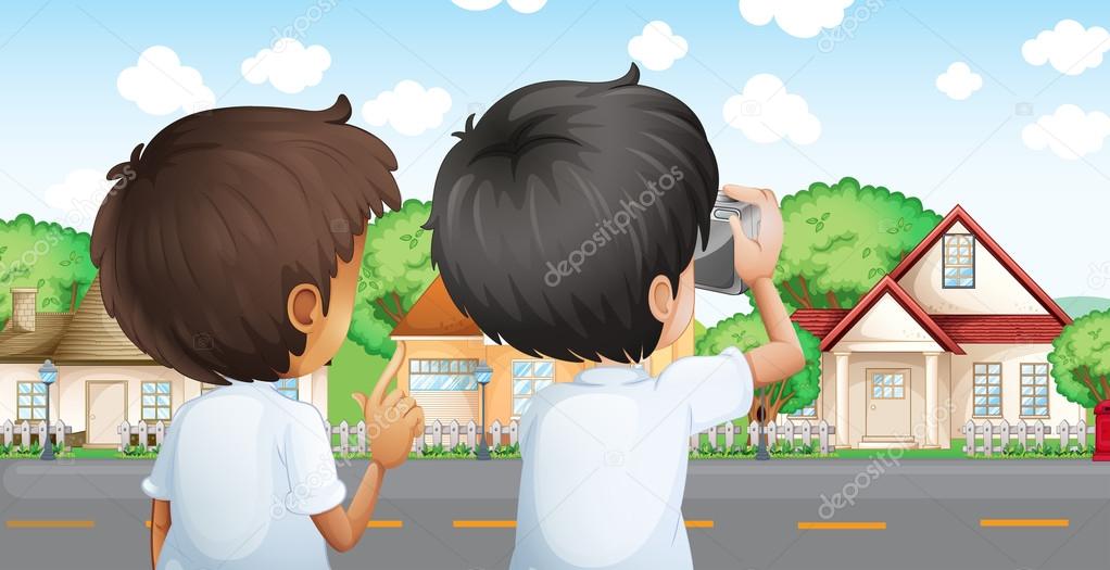 Two young men with a camera