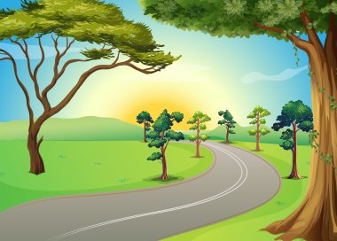 A long winding road at the forest vector A long winding road at the forest vector
