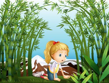 Bambu ormanı, üzgün bir kız