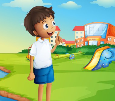 A boy at the school playground clipart