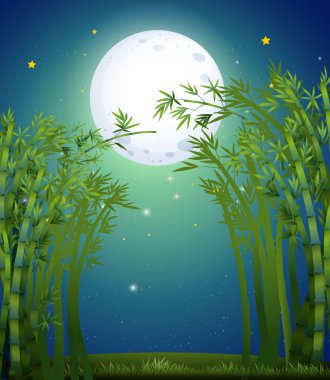 A bamboo forest under the bright fullmoon clipart