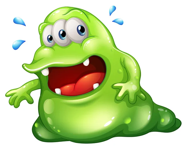 A greenslime monster escaping — Stock Vector