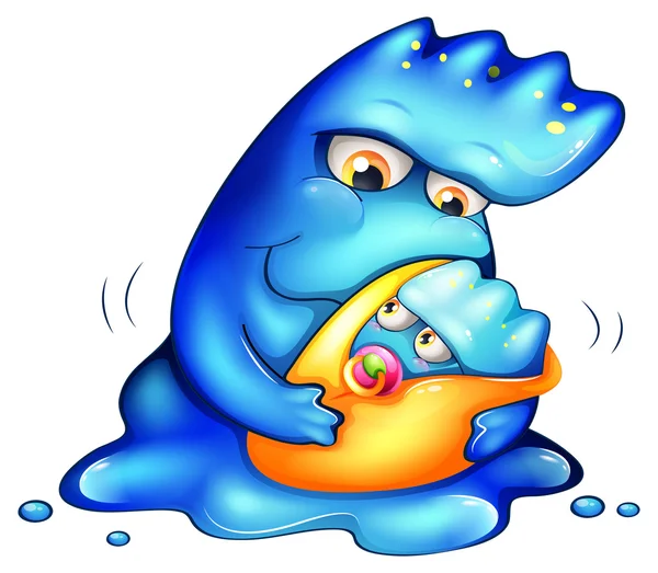 A caring blue monster — Stock Vector