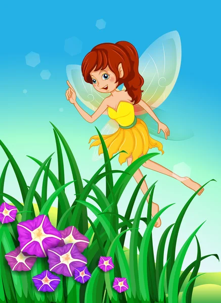 A beautiful fairy in the garden — Stock Vector