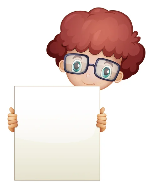 A smart looking boy holding an empty board — Stock Vector