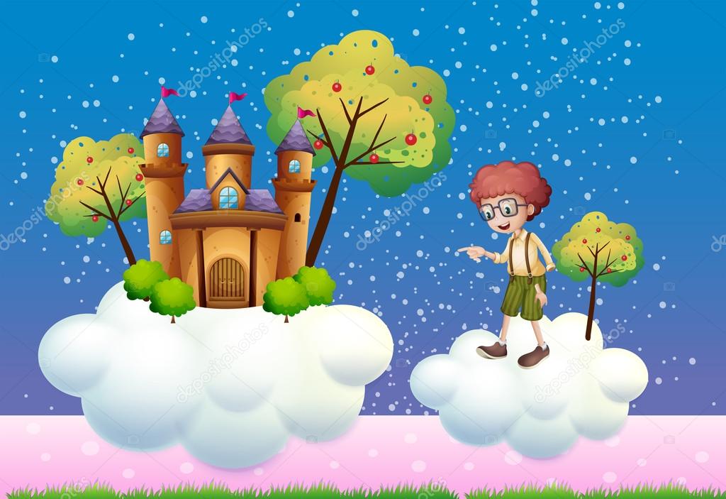 Clouds with a boy and a castle