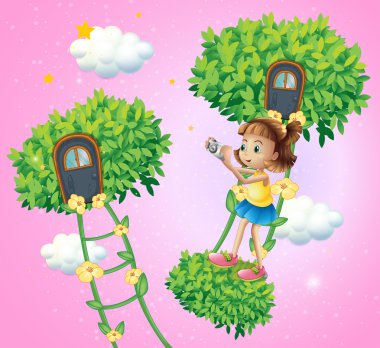 Onu kamera merdiven tesisi yakınındaki bir kızla