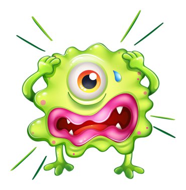 A green monster in frustration clipart