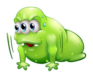 A greenslime monster doing the push-up exercise clipart